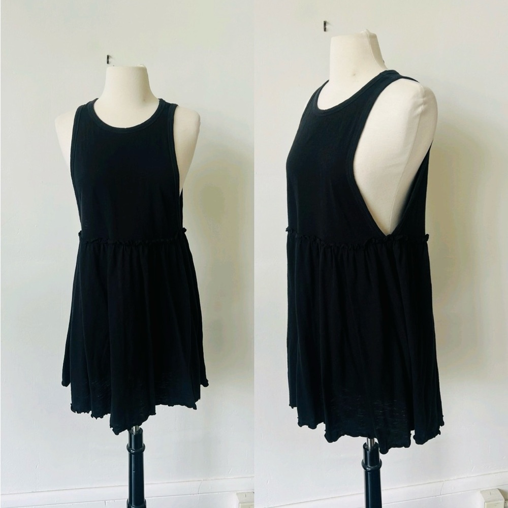 Black Muscle Sleeve Cotton Mini Dress Size Small